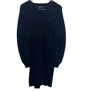 G Star Raw Suzaki Black Long Sleeve Knit Dress Women Size M
